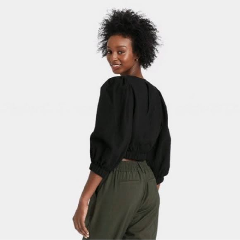 a new day Black Puff Sleeve Top​ - Picture 2 of 4